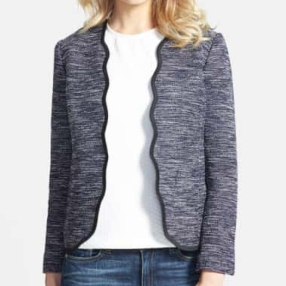 Chelsea28 Scallop Navy Blue Blazer